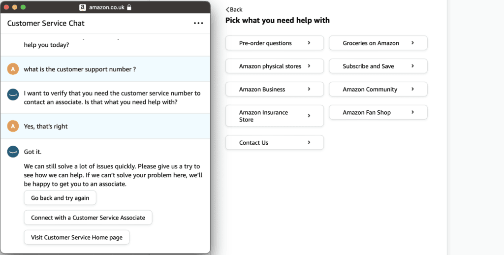 Amazon customer service uk